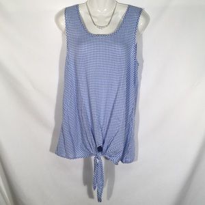 Notations Blue White Blouse Sleeveless Size S